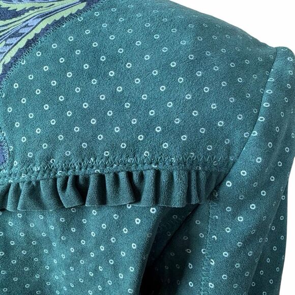 NWT Zara Woman Green Lambskin Embroidered Jacket M - Picture 8 of 16